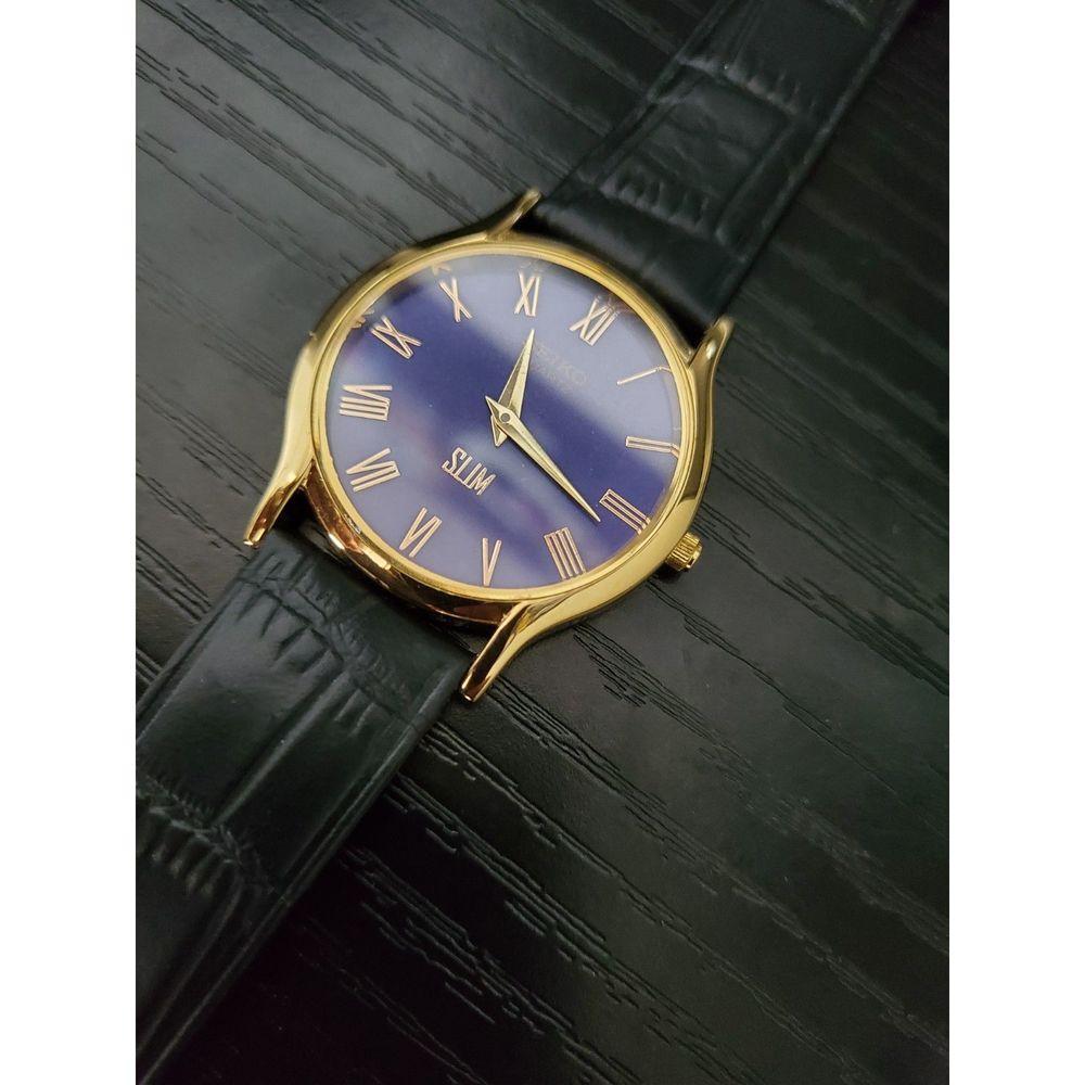 🔥Mint Condition Seiko Slim Quartz Blue Dial Japan Made 36mm Men's Watch